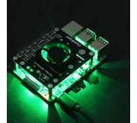 Bonnet de refroidissement pour Raspberry Pi 5 4B 3B+ avec ventilateur et cadre espacé pour créer une aspiration d'air plus forte pour réduire la chaleur (vert A)