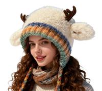 Bonnet de renne mignon - laine tricotée 53-58 cm | Bonnet d'hiver en bois de Noël | Couvre-chef décoratif et accessoire de sac à main pour filles, jeunes, adolescents, voyages de vacances, vêtements