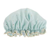 Bonnet de Réutilisable pour Femmes, Grosse Taille, Double Couche | Polyester Coton et Peva, Bande Élastique, Usage Bain, Protection Vapeur et Humidité, Vert Clair