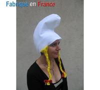 Bonnet de Schtroumpfette avec nattes en feutrine