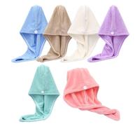 Bonnet De Séchage De Cheveux 6 Pièces, Serviette Boutonnée, Protecteur De Bonnet De Nuit, Bonnet De Douche Super Absorbant, Serviette De Cheveux En Microfibre