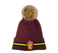 Bonnet de ski unisexe Harry Potter Gryffondor en tricot torsadé avec pompon amovible, convient pour adultes et adolescents Marron, bordeaux, taille unique