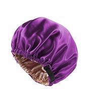 Bonnet De Soie Bonnet de cheveux en Satin for dormir, Invisible, plat, Imitation soie, rond, soins capillaires, couvre-chef for femme, cérémonie, bouton réglage, chapeau nuit(Purple)