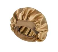 Bonnet De Soie Chapeau de couchage en Satin for femmes, à larges bords, avec bande élastique douce, Bonnet soins capillaires soie, Anti-frisottis, chapeau beauté(Gold)