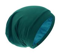 Bonnet de sommeil doublé en satin de soie - Réglable qui reste en place toute la nuit - Bonnet souple pour protection des cheveux bouclés pour homme et femme - Vert forêt uni
