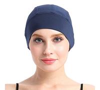 Bonnet de sommeil en bambou pour perte de cheveux, couvre-tête pour femme chimio, bleu marine, Taille unique