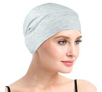 Bonnet de sommeil en bambou pour perte de cheveux, couvre-tête pour femme chimio, Gris chiné clair., Taille unique