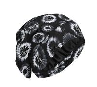 Bonnet de sommeil en satin mignon pour dormir nuit chapeau kitsch cheveux adolescent noir blanc tie-dyes vecteur