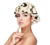 Bonnet de sommeil en soie pour homme et femme - Doux et réglable - Motif ancre élastique - Bonnet de sommeil en satin - Bonnet confortable en cheveux bouclés - Noir