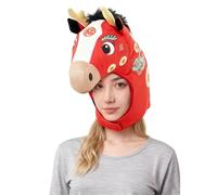 Bonnet de tête de cheval - Accessoire en peluche du Nouvel An chinois du cheval 2026, accessoire pour fêtes costumées, fêtes à thème, travaux scolaires, concerts, carnaval et événements