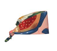 Bonnet de travail à motif fraise pour femmes et hommes, avec bandeau anti-transpiration, confortable et ajustable, respirant, à nouer derrière, idéal pour le travail de soins infirmiers, de cuis
