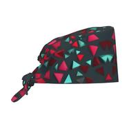 Bonnet de travail à motif triangulaire avec bandeau anti-transpiration, bonnet de bloc opératoire ajustable à l'arrière, noir, pour femmes et hommes