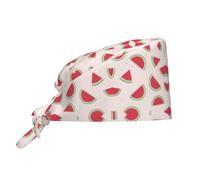 Bonnet de travail rose pastèque avec bandeau anti-transpiration, bonnet de bloc opératoire ajustable à nouer à l'arrière, pour femmes et hommes