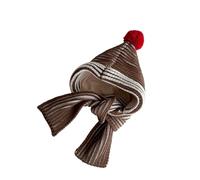 Bonnet d'hiver 2 en 1 pour bébé, écharpe pour nourrissons, joli cache-cou en peluche, bonnets de protection auditive pour garçons et filles, chapeau tricoté coupe-vent pour enfants, Couleur café