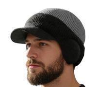 Bonnet D'hiver Avec Bord - Bonnet Tricoté Chaud Doublé De , Bonnett Coupe-vent Avec Cache-oreilles, Casquette À Visière, Pêche En Plein Air, Randonnée, Ski, Journal, Couvre-chef Épais Et Doux