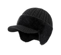 Bonnet d'hiver avec cache-oreilles, bonnet tricoté pour homme - Doublure épaisse et chaude - Résistant au vent et au froid - Protection auditive de ski - Cache-oreilles pour femme - Chaud - Thermique