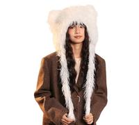 Bonnet d'hiver avec oreilles d'animaux chauds, Lait blanc, S-XXL