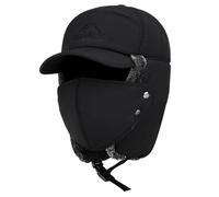 Bonnet d'hiver avec rabats auriculaires, unisexe, imperméable à la neige, chapeau de trappeur chaud et coupe-vent, amovible, pour snowboard, patinage, cyclisme, Noir , 60
