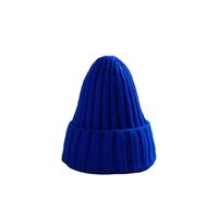 Bonnet d'hiver Chaud en Laine tricotée à Bords roulés, uni, for Homme et Femme, avec Protection des Oreilles(Royal Blue)