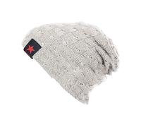 Bonnet d'hiver chaud en tricot pour femme - Doublure polaire - Écharpe tube - Multicolore - À carreaux - Chaud - Multicolore - Design classique - Pour femme et garçon, beige, taille unique