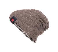 Bonnet d'hiver chaud en tricot pour femme - Doublure polaire - Écharpe tube - Multicolore - À carreaux - Chaud - Multicolore - Design classique - Pour femme et garçon, kaki, taille unique