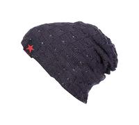 Bonnet d'hiver chaud en tricot pour femme - Doublure polaire - Écharpe tube - Multicolore - À carreaux - Chaud - Multicolore - Design classique - Pour femme et garçon, gris foncé, taille unique
