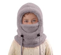 Bonnet d'hiver chaud pour enfants avec cache-oreilles et cache-cou pour temps froid, activités de plein air, ski, cyclisme, gris, 3-10 Years
