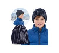 Bonnet d'hiver chaud pour garçon, bleu marine et blanc, pour enfant Taille unique