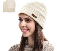 Bonnet d'hiver doublé de Satin pour Femme avec Doublure en Soie épaisse et Motif tête de Mort, Classique-blanc2, Taille Unique