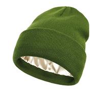 Bonnet d'hiver doublée de satin, en tricot torsadé avec doublure en soie épaisse et chaude, Taille unique