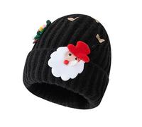Bonnet d'hiver en laine épaisse pour femme - Polyvalent - Grande circonférence de la tête - Petit bonnet tricoté - Chauffe-oreilles pour homme, Noir , Taille unique