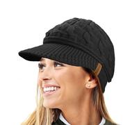 Bonnet d'hiver en Tricot torsadé Chaud R80 Teddy pour Femme- Taille Unique-Noir