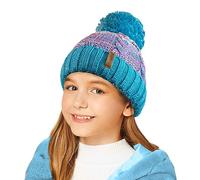Bonnet d'hiver en Tricot torsadé Chaud STORMACTIVE pour Filles avec Pompon et Doublure Thermique Confortable- Taille Unique-Turquoise Ombre