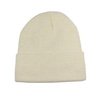 Bonnet d'hiver en tricot torsadé doublé de satin pour femme avec doublure en soie épaisse et tête de mort chaude, Revers beige, Taille unique