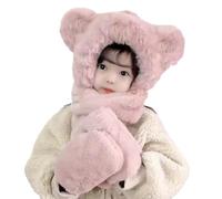 Bonnet d'hiver, gants, écharpe pour fille de 4 à 10 ans, cache-cou, fille et écharpe pour enfants et filles, Rose, 3-9 ans