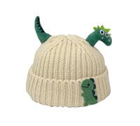 Bonnet d'hiver pour Enfants, Bonnet de Dinosaure doublé en Polaire, Accessoires pour Filles, Bonnet tricoté-Blanc