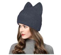 Bonnet d'hiver pour femme - Adorable bonnet tricoté à oreilles de chat en laine chaude élégante - Bonnet de ski élégant - Bonnet souple en tricot torsadé doublé en polaire thermique pour sports de