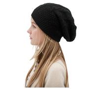 Bonnet d'hiver pour femme avec capuche, bonnet en tricot, couvre-chef, pour l'extérieur - Chapeau en tricot pour femme, hiver, Noir , taille unique