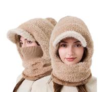 Bonnet d'hiver pour femme avec écharpe et doublure en polaire pour temps froid