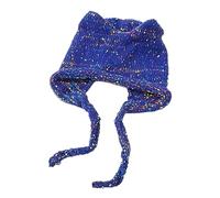 Bonnet d'hiver pour femme avec oreilles péruviennes, cache-oreilles, sherpas, bonnet de neige, tricoté, mignon, bonnet tricoté pour femmes et filles, style gothique, bleu, taille unique