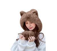 Bonnet d'hiver pour femme en fausse fourrure avec pompon en laine tricotée avec cache-oreilles Style péruvien Tête de mort Pour temps froid Extérieur Ski Pullover Couvre-chefs, 04#_Kaki, Taille unique