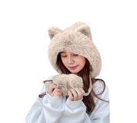 Bonnet d'hiver pour femme en fausse fourrure avec pompon en laine tricotée avec cache-oreilles Style péruvien Tête de mort Pour temps froid Extérieur Ski Pullover Couvre-chefs, 01#_Beige, Taille