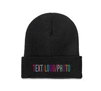Bonnet d'hiver pour hommes et femmes Ajoutez votre photo ici Bonnet à revers Noir, Noir , taille unique