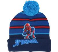 Bonnet d'hiver Spiderman pour enfants - Bonnet chaud avec pompon et broderie Onesize bleu