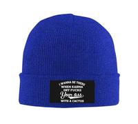 Bonnet d'hiver Tricoté Je Veux être là Quand Karma Dry Te baise Le Cul avec Un Cactus Extensible Beanie Hats Unisexe Bonnet Hiver Chaud Tricot pour Femme Adultes Ski