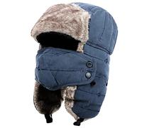 Bonnet d'hiver unisexe avec cache-oreilles - En fourrure synthétique - Pour le ski, le patinage et d'autres activités de plein air., bleu, Medium