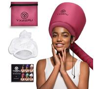Bonnet diffuseur à capuche pour sèche-cheveux bouclés, accélère le temps de séchage, conditionnement profond à la maison (rose rouge)