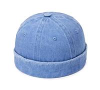 Bonnet Docker - Casquette sans visière - coton délavé - bleu - taille réglable Taille unique