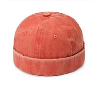 Bonnet Docker - Casquette sans visière - Coton délavé - Orange - taille réglable Taille unique