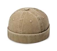 Bonnet Docker - Casquette sans visière - Coton délavé - Taille réglable - Beige Taille unique